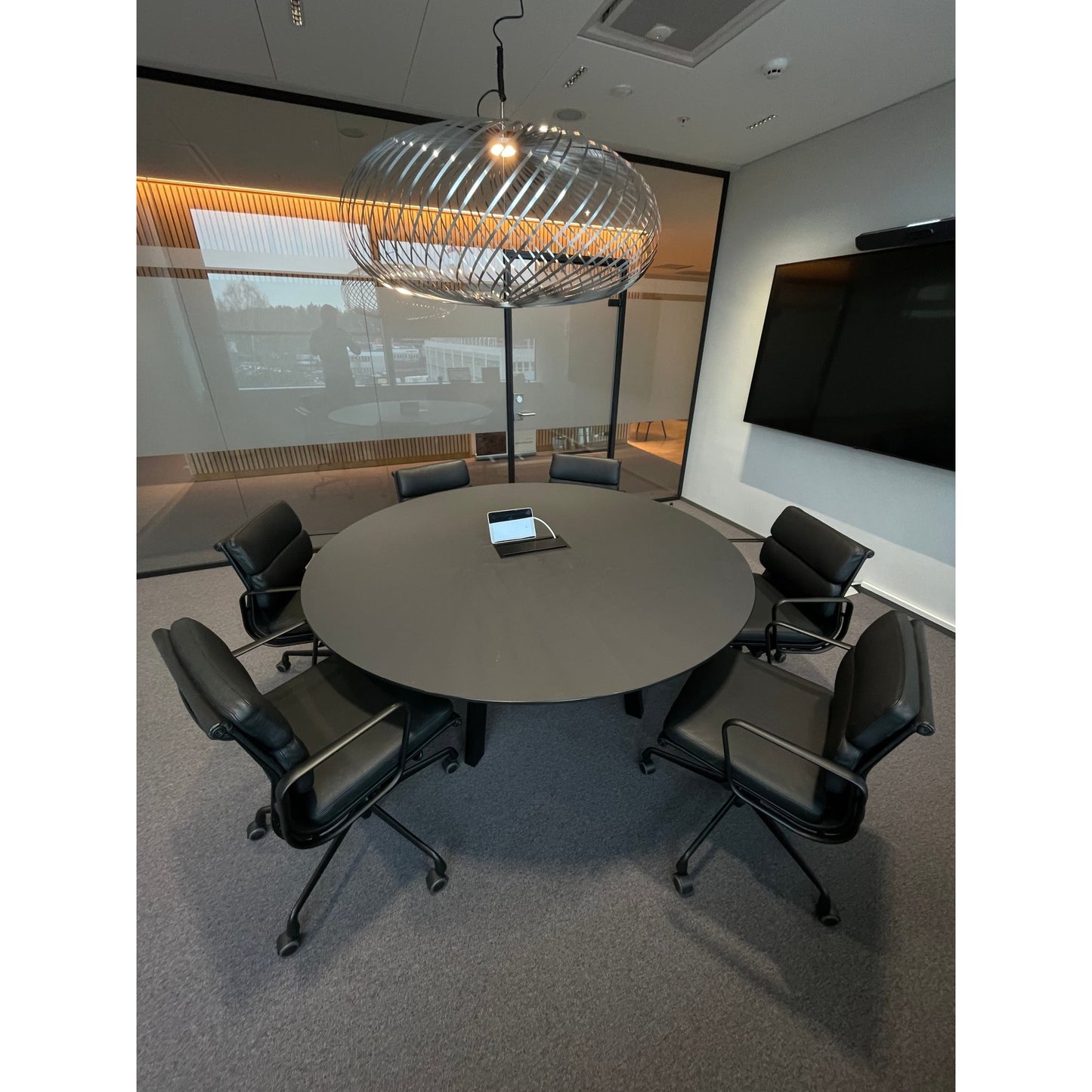 Møtebord, svart, 180x180 cm