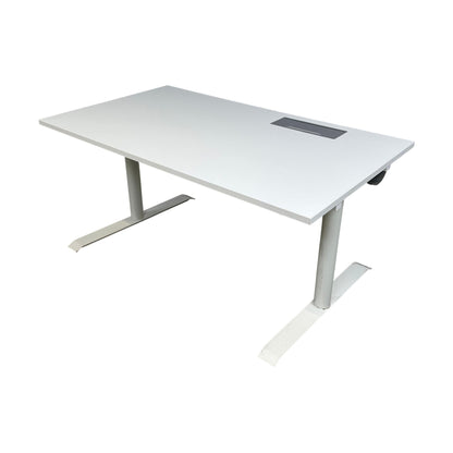 Elektrisk hev/senk skrivebord, hvit laminat, 140x80 cm
