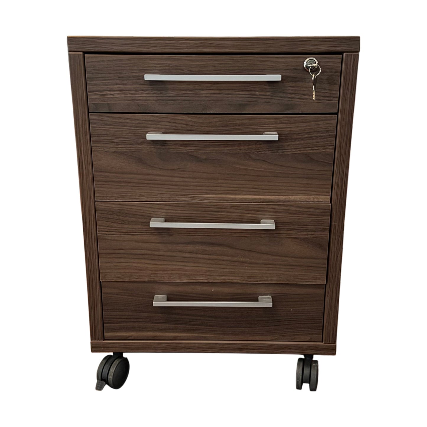 Låsbar skuffeseksjon på hjul med 4 skuffer