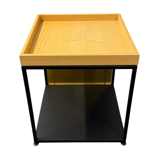 Sidebord med sort metalramme, 38x38cm