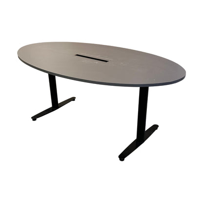 Ovalt møtebord i grå, 180x100 cm