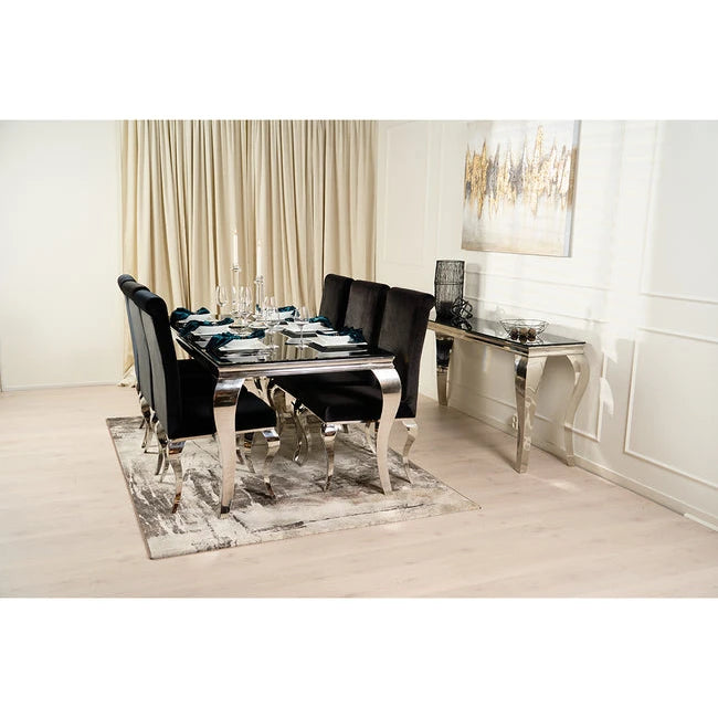Lavezzi Spisebord, Sort Glass,L:180cm B:90cm H:75cm