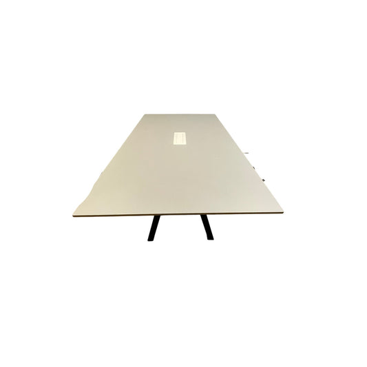 Møtebord, grå plate med sort understell, 180x100 cm