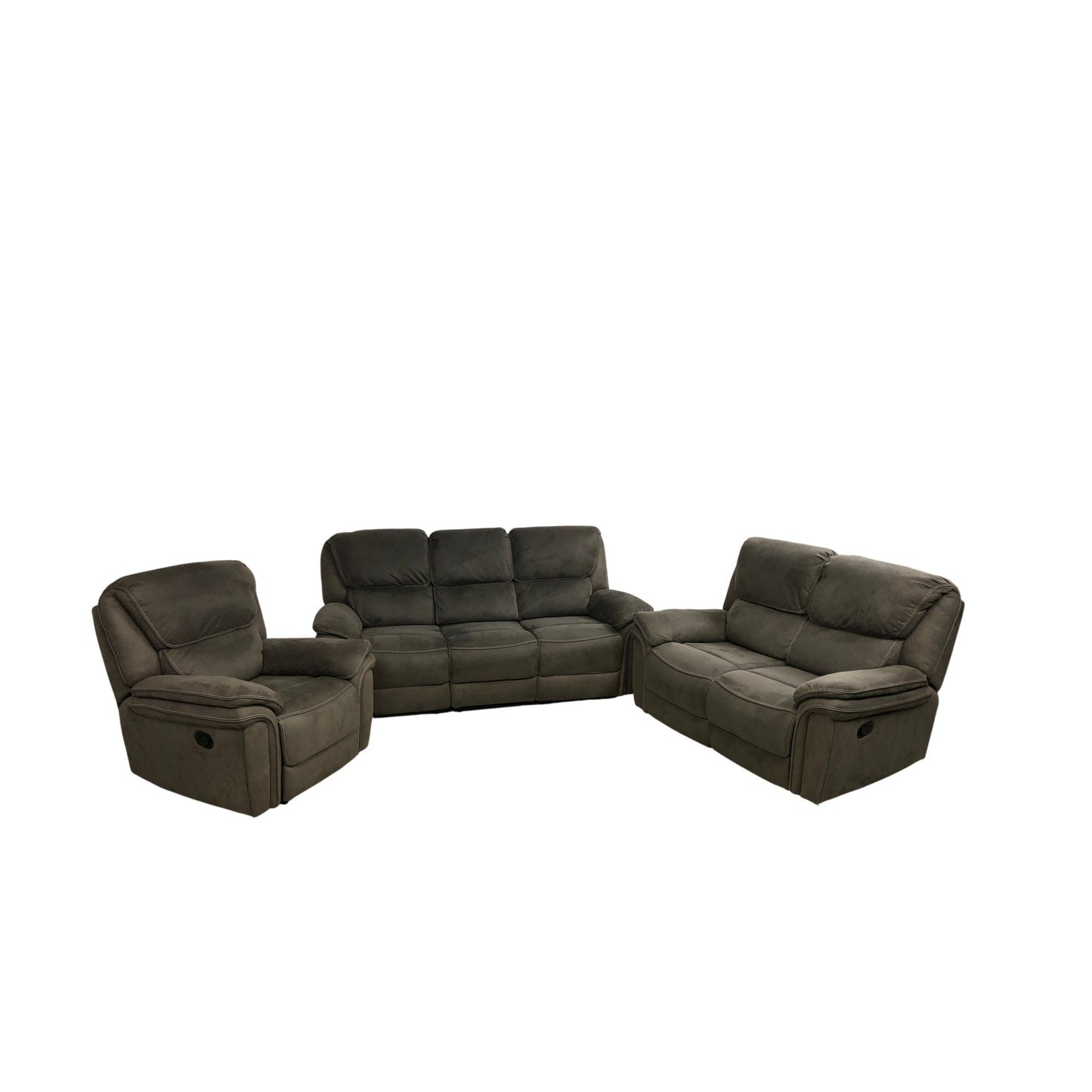 Preston Sofagruppe fra A-Møbler, 3- 2- og 1-seter, gråbrun microfiber