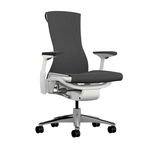 Embody kontorstol fra Herman Miller, Black Sync – hvit ramme og polert base