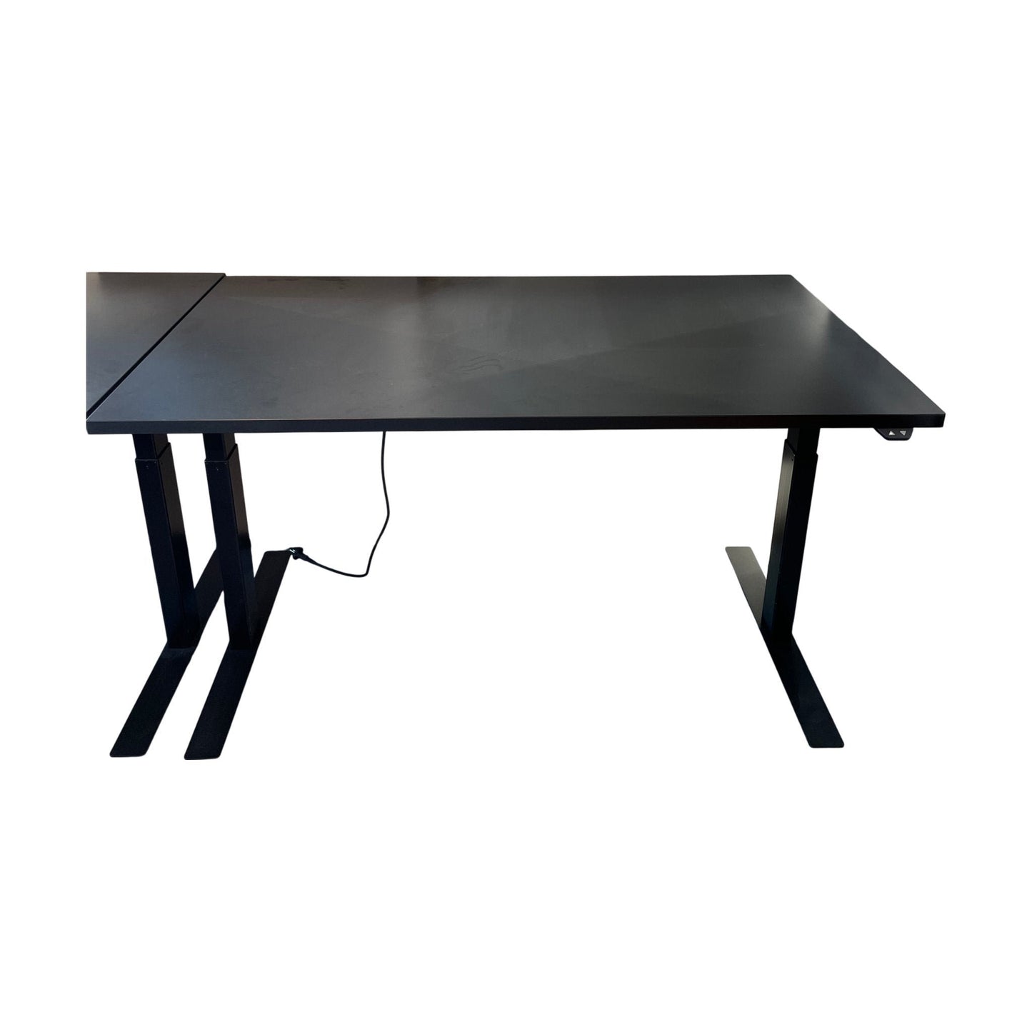 Elektrisk hev/senk skrivebord, svart MDF, 140x80 cm