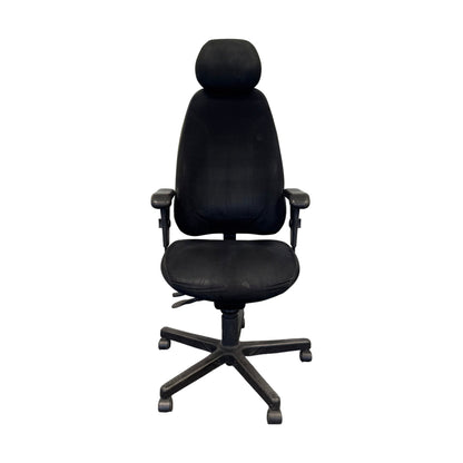 Kontorstol Malmstolen Classic 4000 Høy rygg, Sort med armlener og nakkestøtte