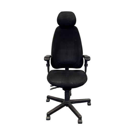 Kontorstol Malmstolen Classic 4000 Høy rygg, Sort med armlener og nakkestøtte