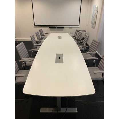 Møtebord fra Kinnarps, hvit laminat, 420x112 cm