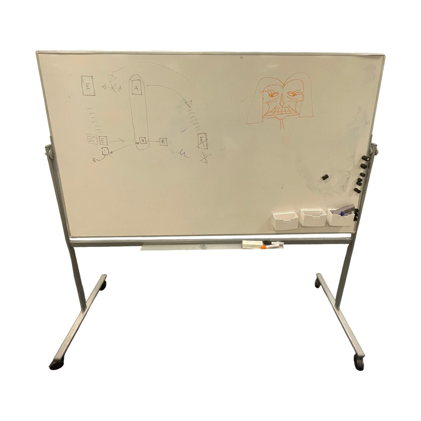 Roterbar whiteboard på hjul, 208x65x207cm