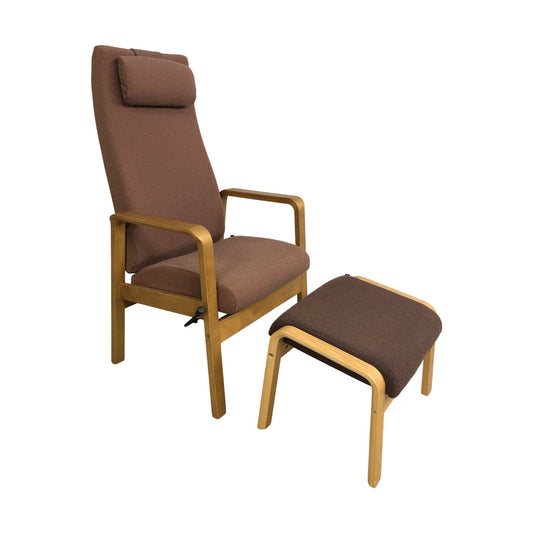 Zeta lenestol fra VAD, ullstoff, m/puff