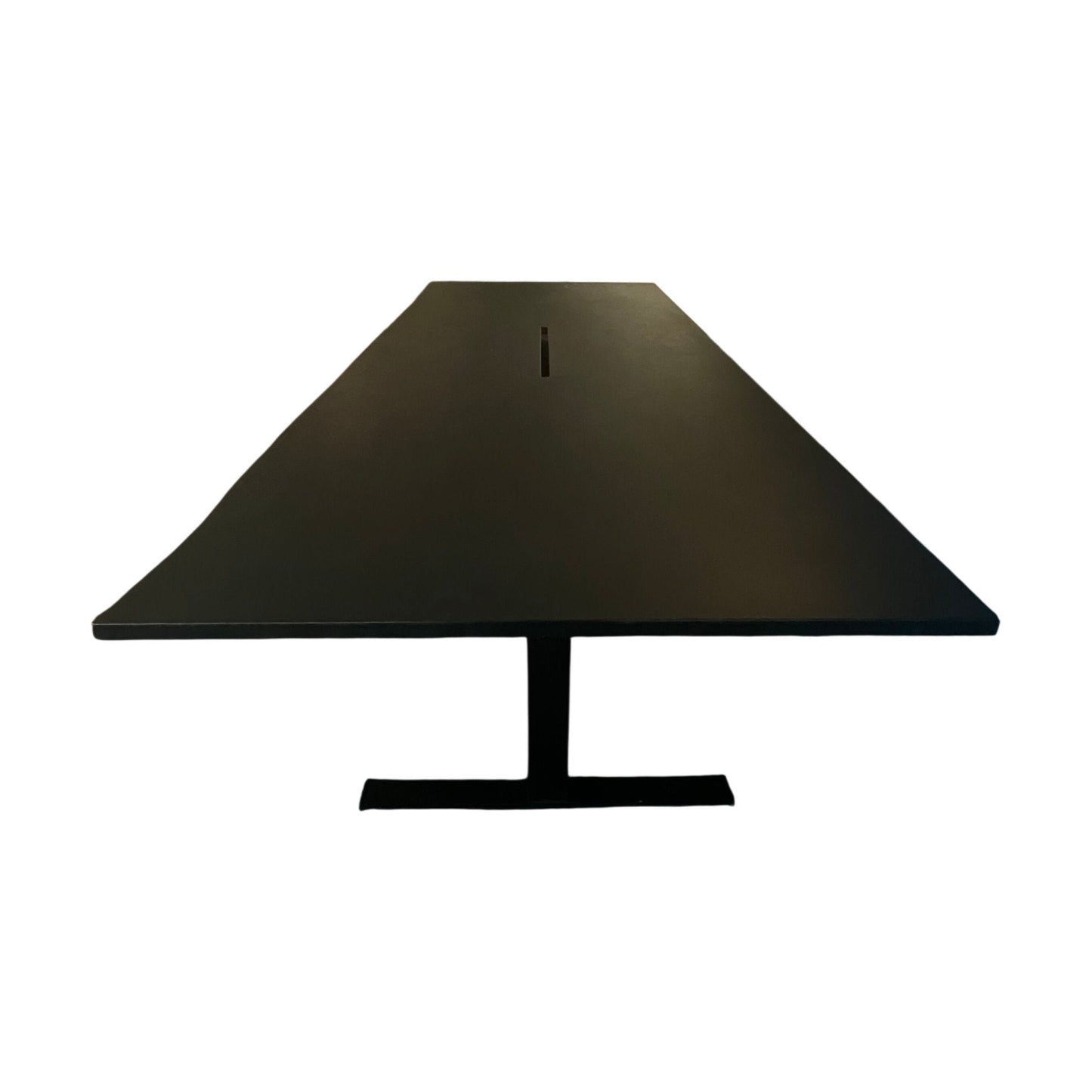 Svart møtebord med kabelluke, 240x100 cm