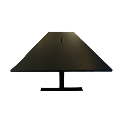 Svart møtebord med kabelluke, 240x100 cm