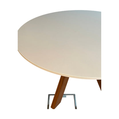 Sirkulært møtebord, hvit, Ø130 cm