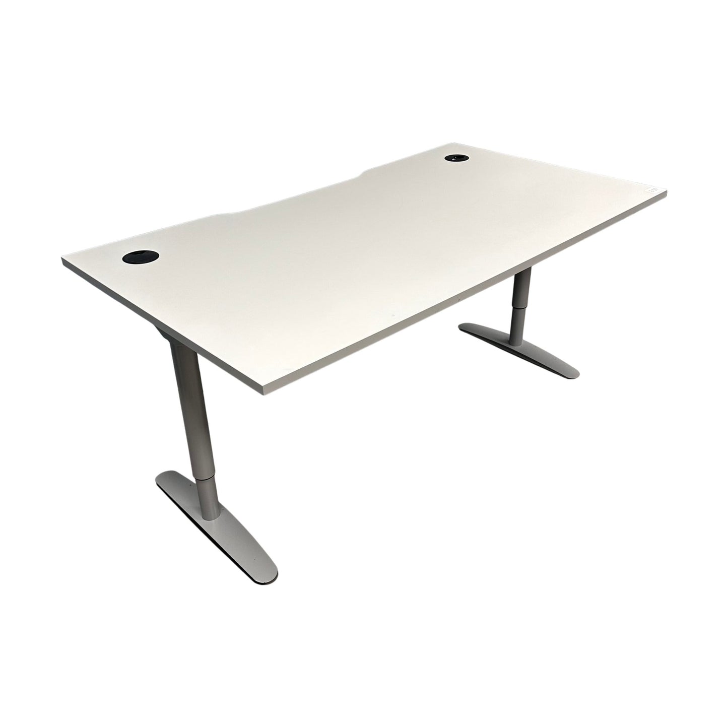 Manuelt hev/senk skrivebord, hvit, 160x90 cm