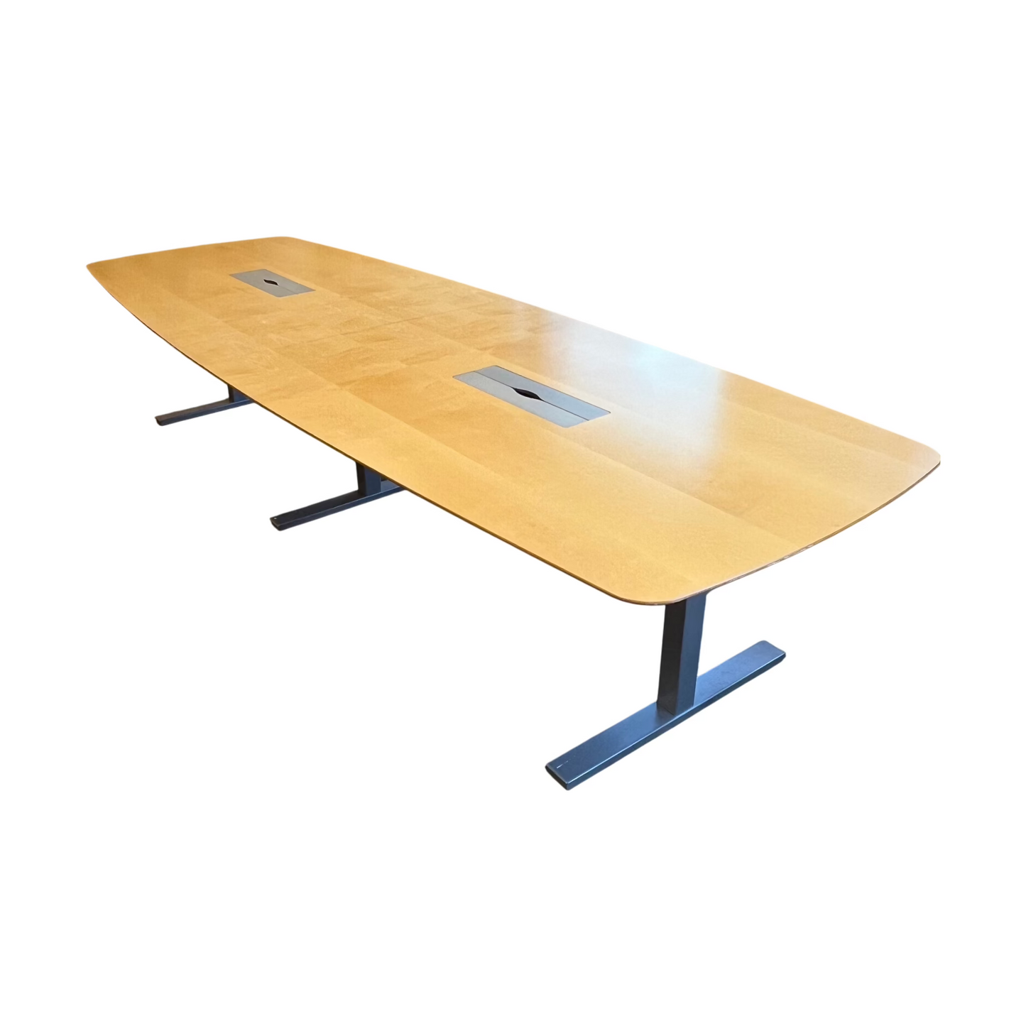 Båtformet møtebord, trefarget, 360x120