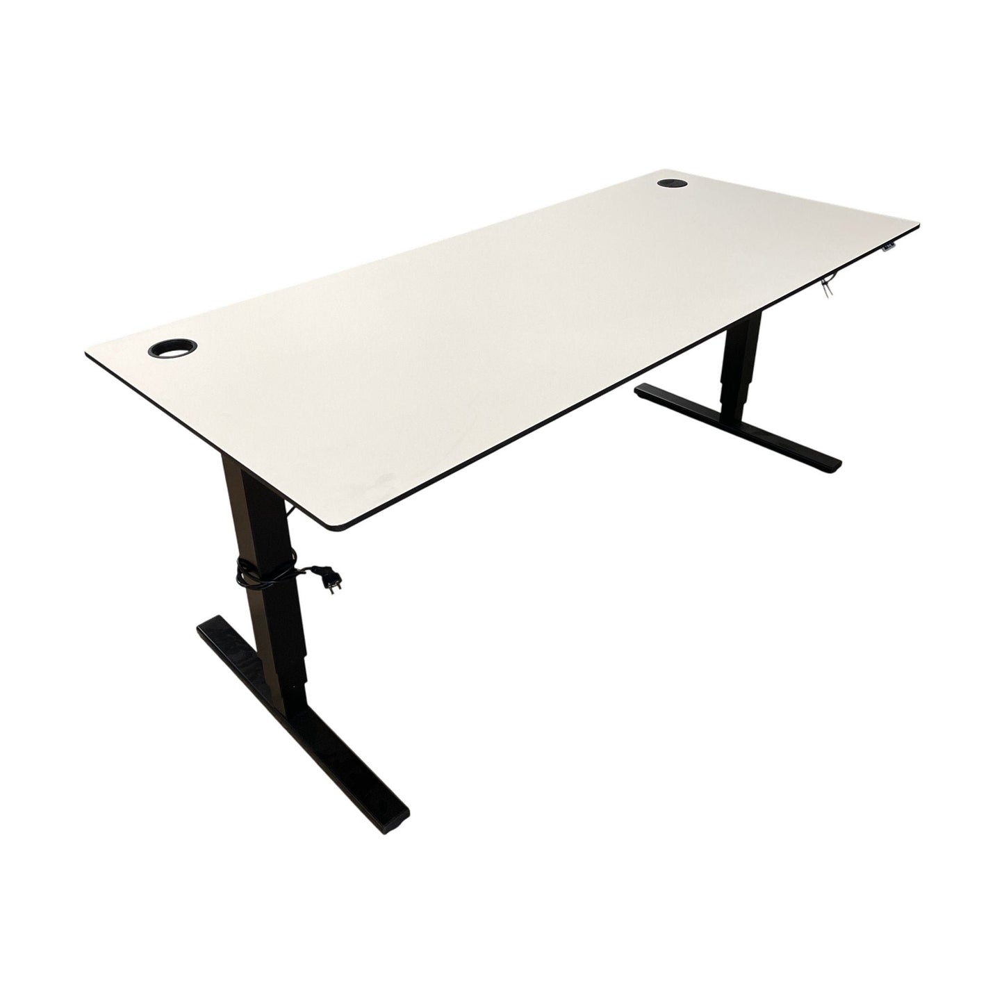 Edsbyn elektrisk hev/senk skrivebord, hvit plate med sort understell, 180x80 cm