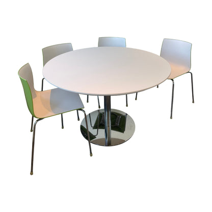 Rundt møtebord, hvit laminat, 120 cm