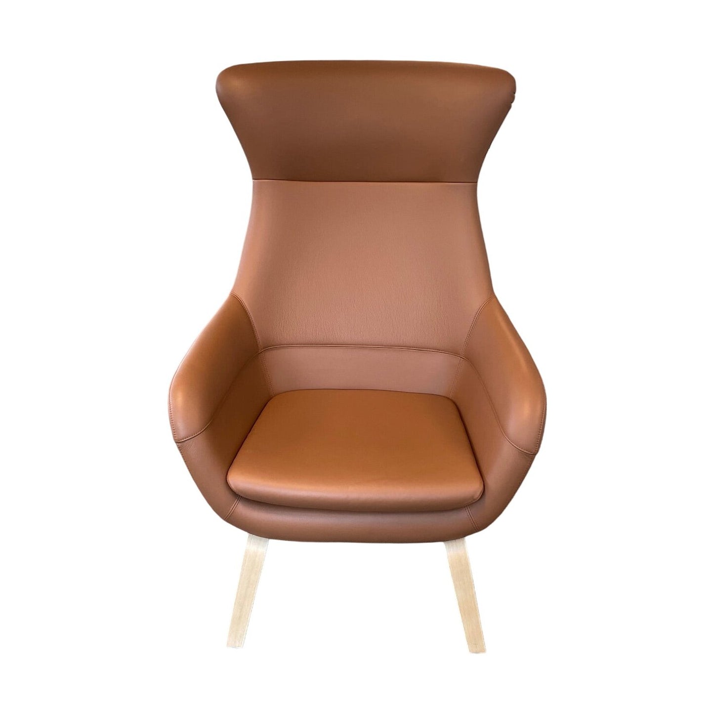 Crona lenestol fra Brunner, lys brunt skinn, eikebein