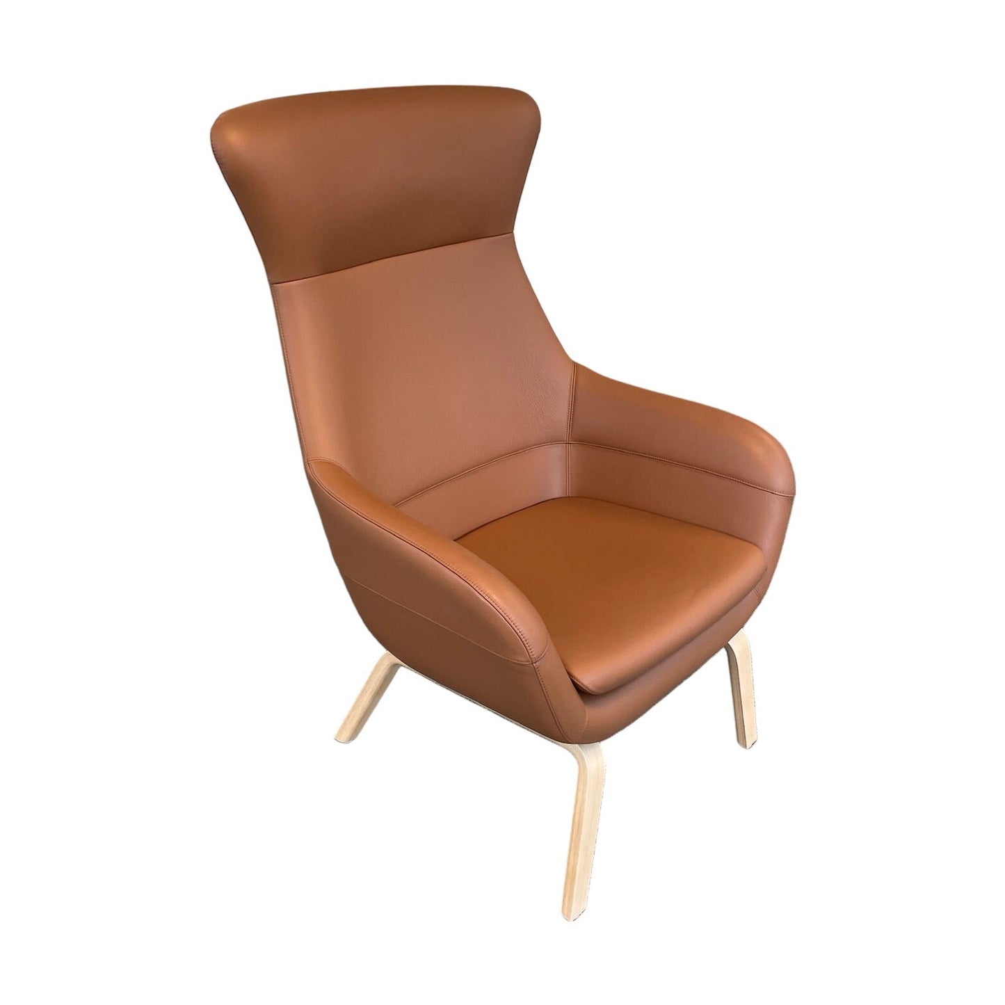 Crona lenestol fra Brunner, lys brunt skinn, eikebein