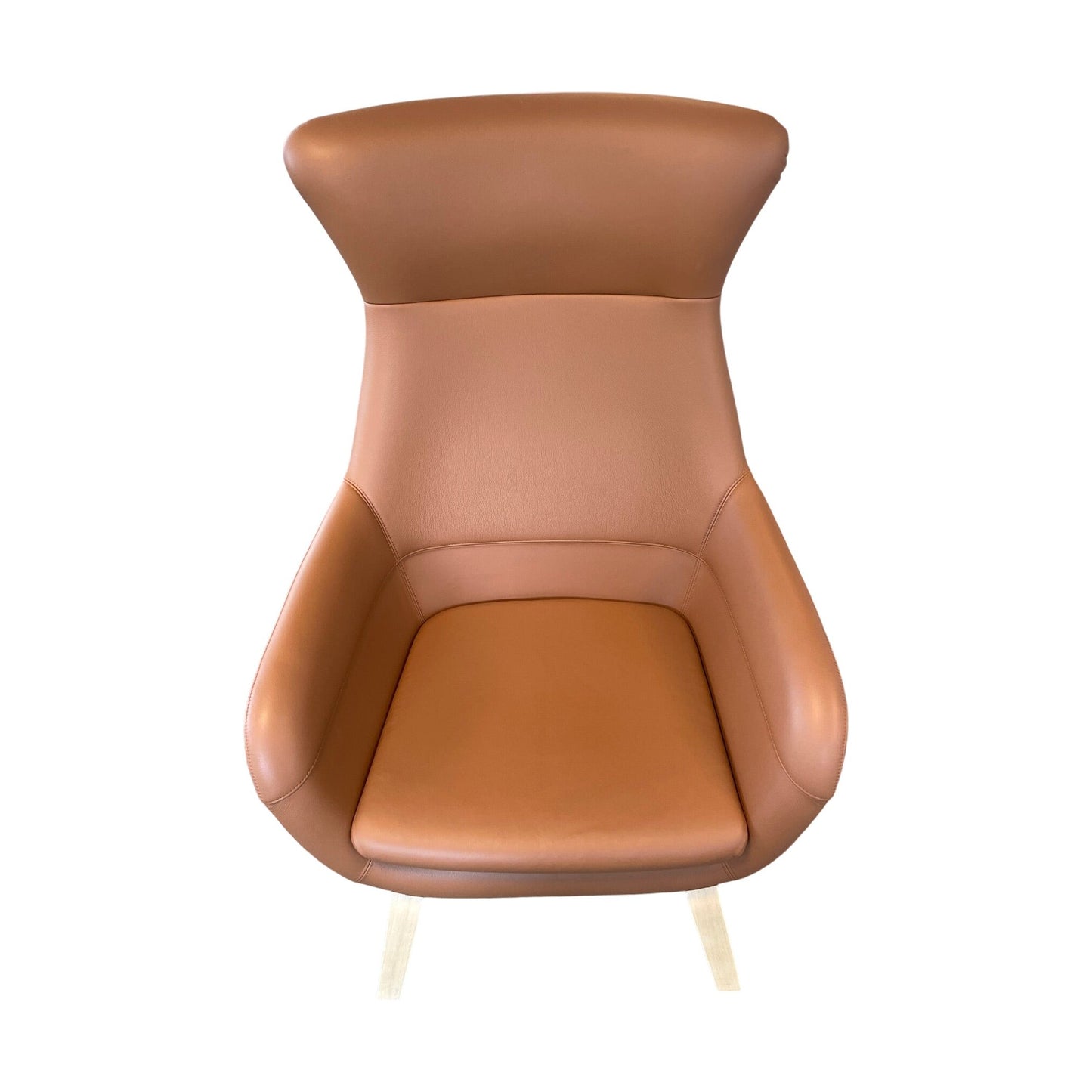 Crona lenestol fra Brunner, lys brunt skinn, eikebein