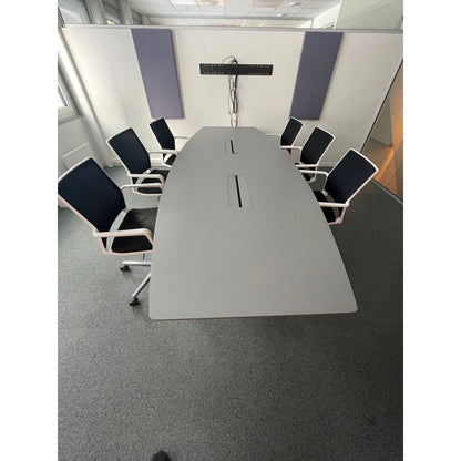 Møtebord, mørk grå laminat, 300x120 cm