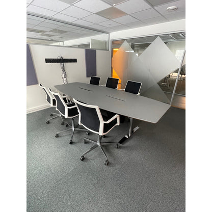 Møtebord, mørk grå laminat, 300x120 cm