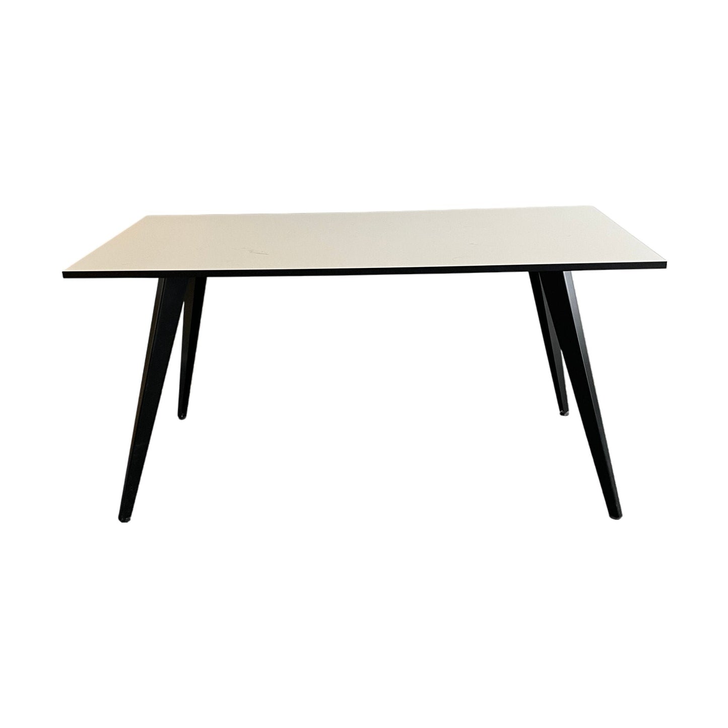 Hvitt barbord med sorte kryssbein, 180x80 cm