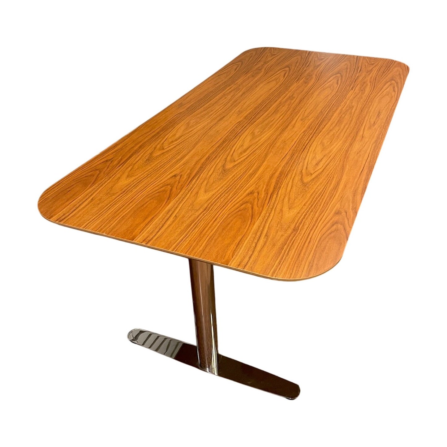 Møtebord i valnøtt-finish fra Horreds, hvit laminat, 180x90 cm