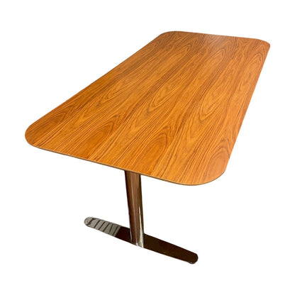 Møtebord i valnøtt-finish fra Horreds, hvit laminat, 180x90 cm