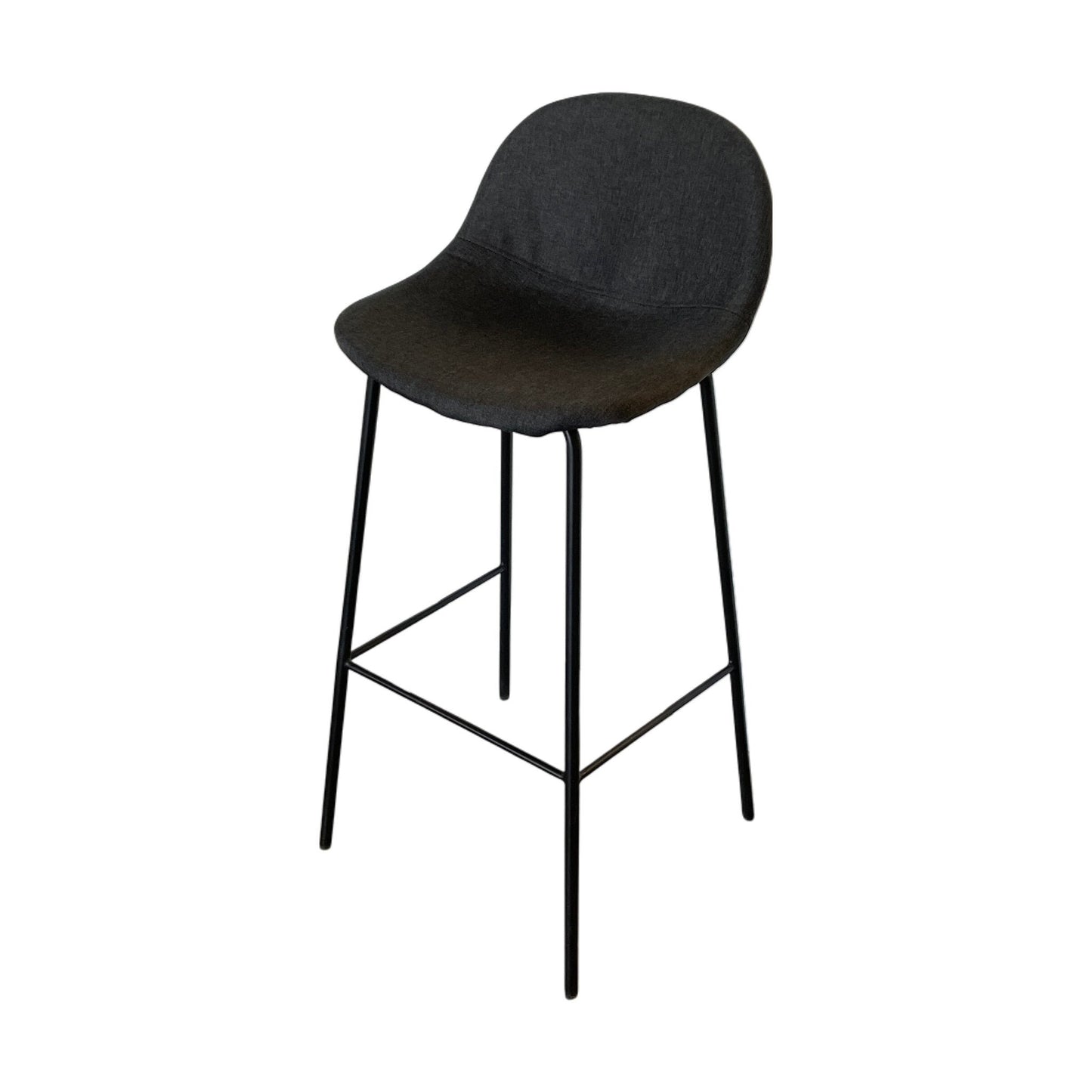 Isenvad barstoler i mørk grått tekstil fra JYSK, 35x40 cm, 94 cm høy