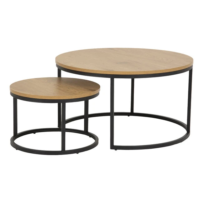 Spiro sofabord fra A-Møbler, imitert vill eik, Ø80 cm