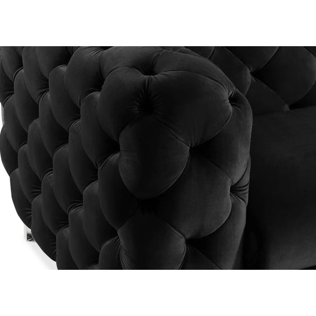 Bella 2-seter sofa, svart velour, krom ben