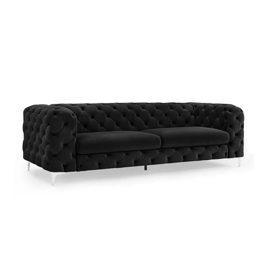Sort Bella 3-seter sofa, velour i 100% polyester