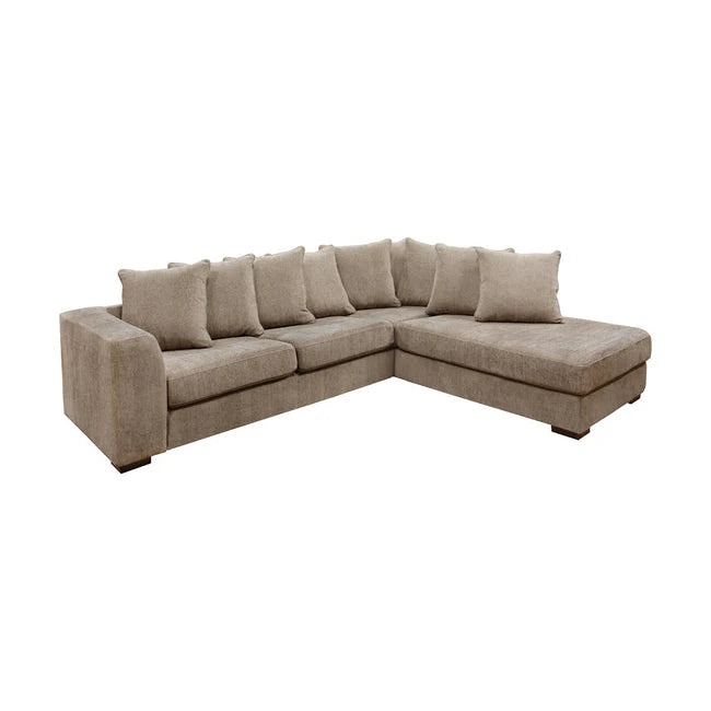Havanna sofa med sjeselong fra A-Møbler, taupe tekstil, høyre sjeselong