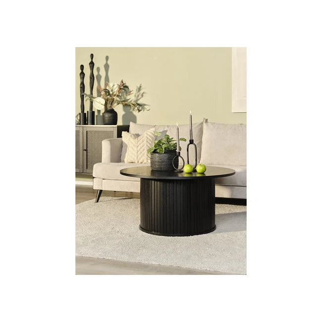 Fiola stuebord fra A-Møbler, svart eik, Ø45 cm