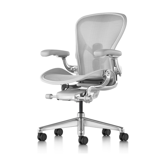 Aeron Remastered kontorstol fra Herman Miller, Mineral polert aluminium – str. B