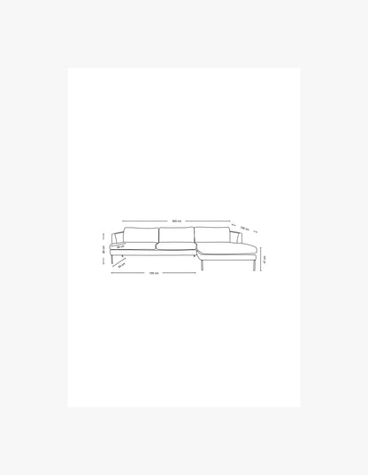 Ava sofa fra Kid sjeselong venstre beige - 300x156x80 cm