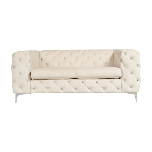 Bella Sofa fra A-Møbler i beige, Chesterfield-knapping
