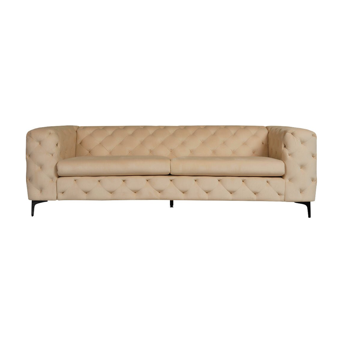 Bella Sofa fra A-Møbler i beige, Chesterfield-knapping i velur