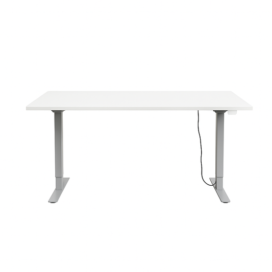 Skrivebord FLEXUS Hev/senk, rett, L1600 B800 mm, sølv understell, hvit