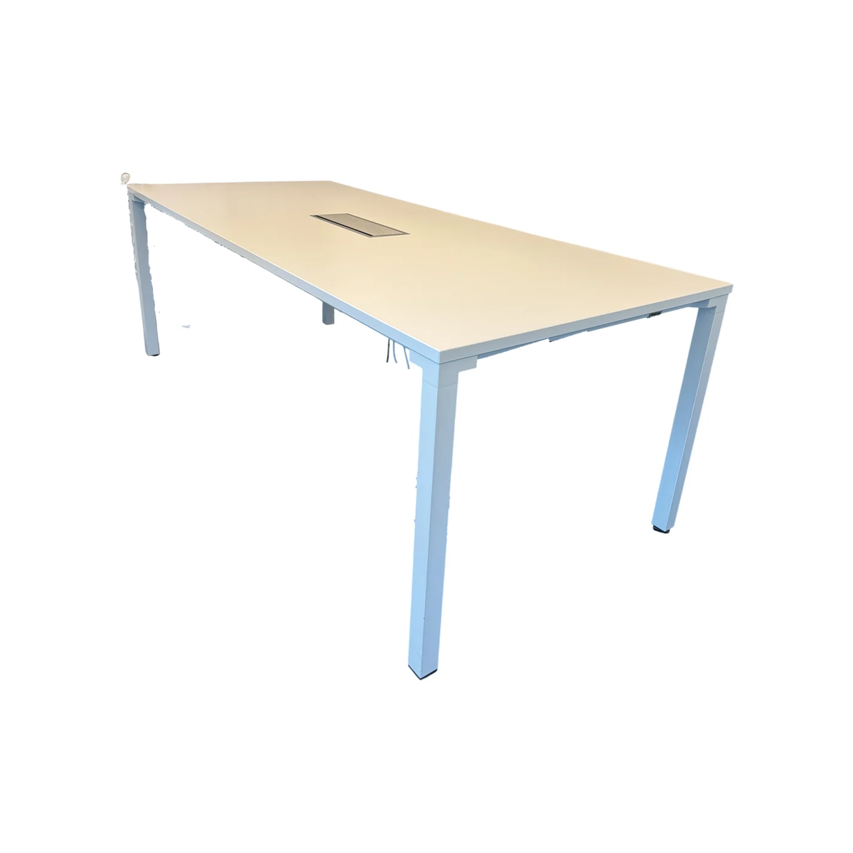 (180x90) Steelcase FrameFour møtebord i lys grå, innfelt kabelluke
