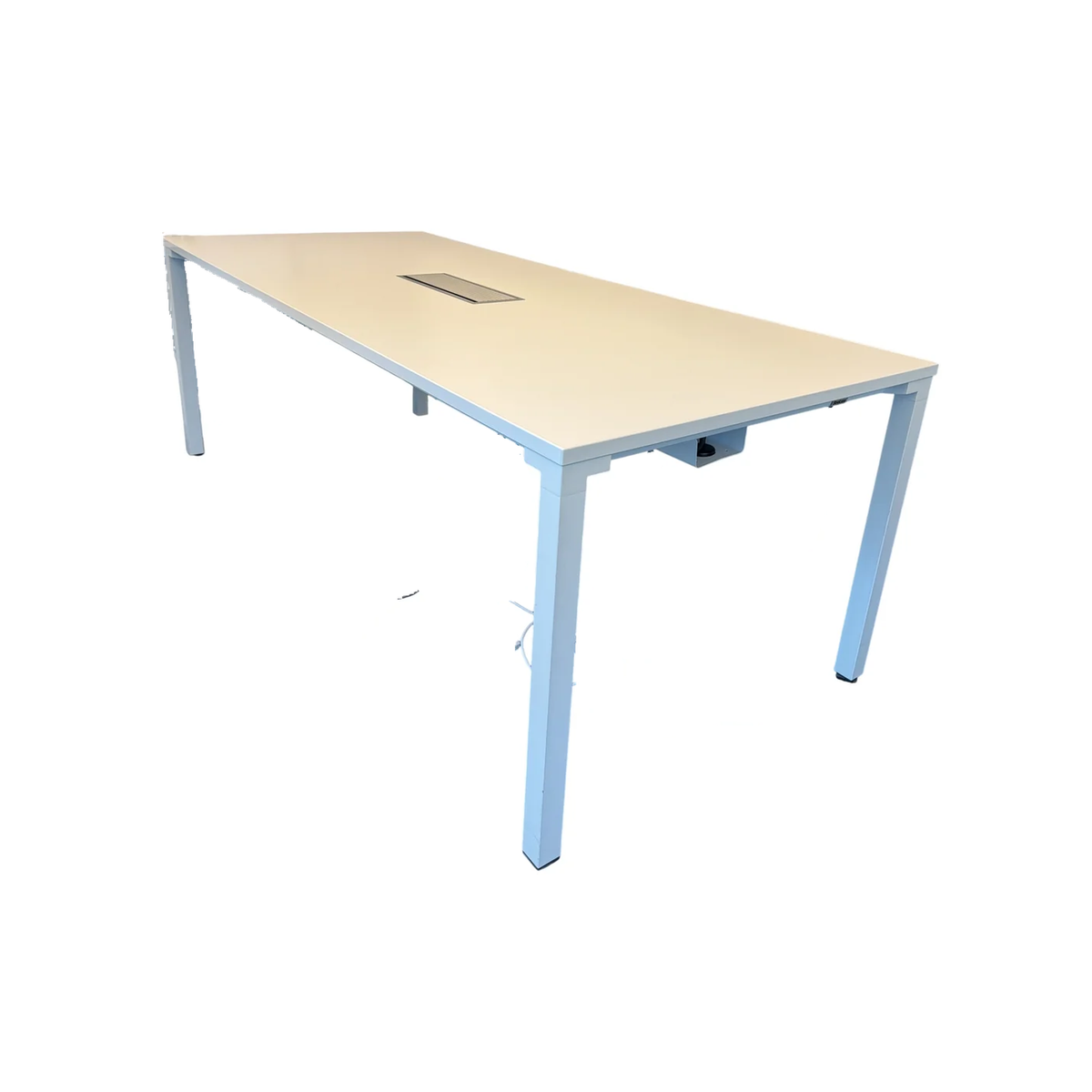 (200x90) Steelcase FrameFour møteromsbord i lys grå, innfelt kabelluke