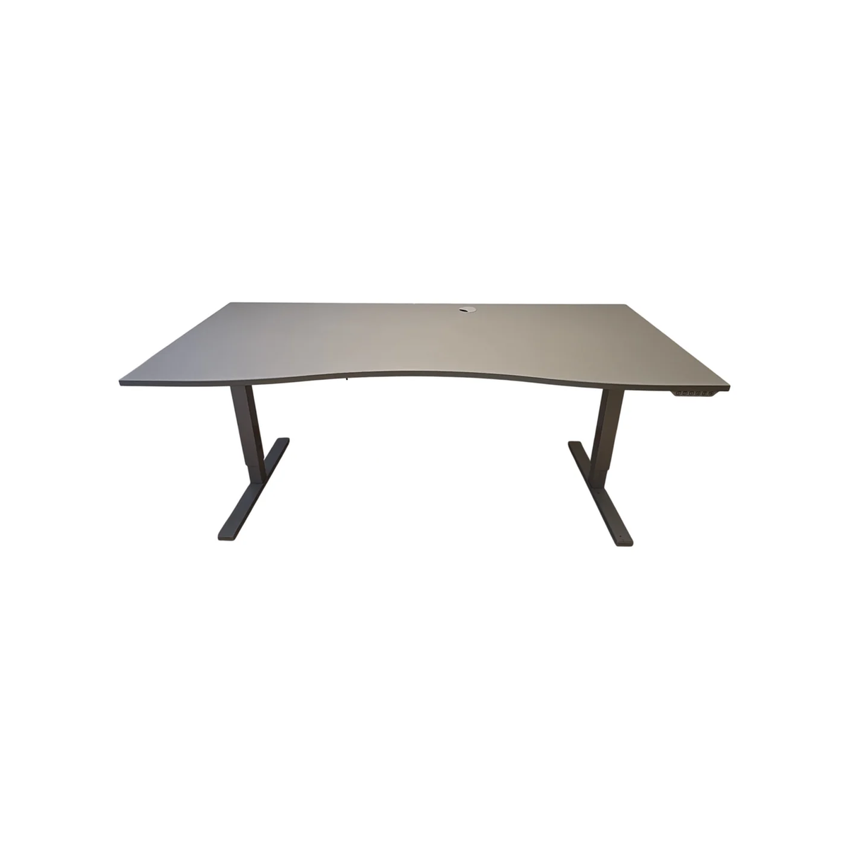 (200x90) skrivebord i grå, buet bordplate