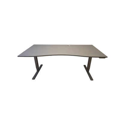 (200x90) skrivebord i grå, buet bordplate