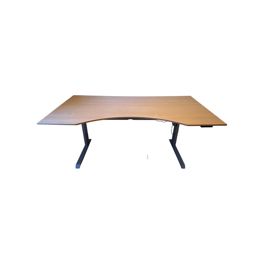 (200x100) el hev/senk skrivebord i bøk, ergonomisk utskjæring