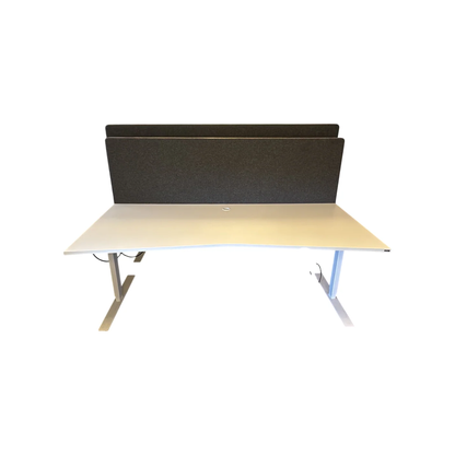 (200x90) ISKU el hev/senk skrivebord i hvit, buet forkant