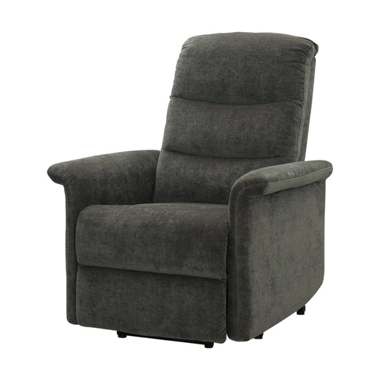 Mora lenestol fra A-Møbler, grå tekstil, elektrisk med justerbar rygg