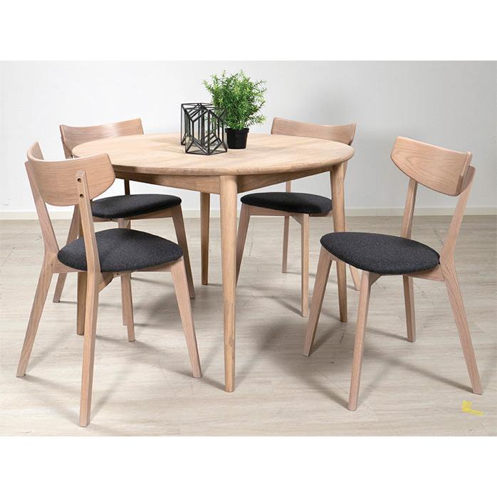 Odense spisebord fra A-Møbler, hvitoljet heltre eik, Ø110cm
