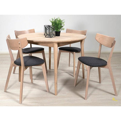 Odense spisebord fra A-Møbler, hvitoljet heltre eik, Ø110cm